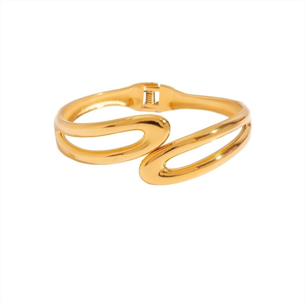 Gold Bangle Bracelet Dainty Stackable Cuff Jewelr… - image 1